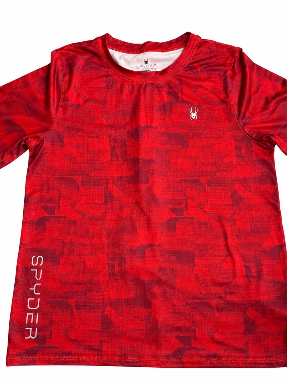 Youth Spyder Boys Performance Athletic Shirt Red Camo Short Sleeve M 8 Tee